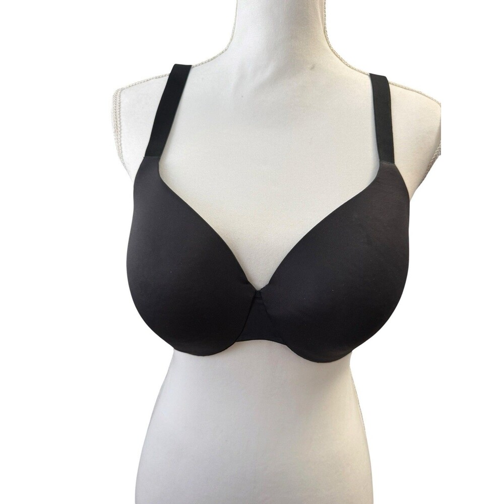 SKIMS No Show Unlined Demi Bra 38D Onyx Black Underwire Seamless